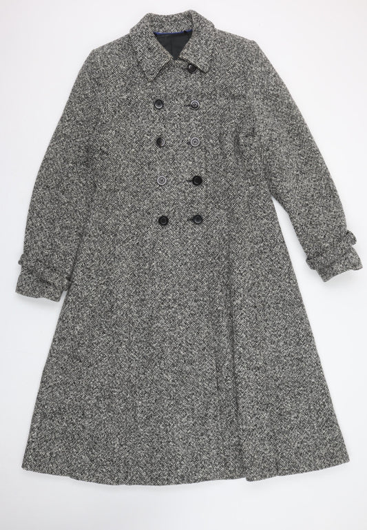 Laura Ashley Women’s Grey Wool Blend Long Pea Coat UK 14