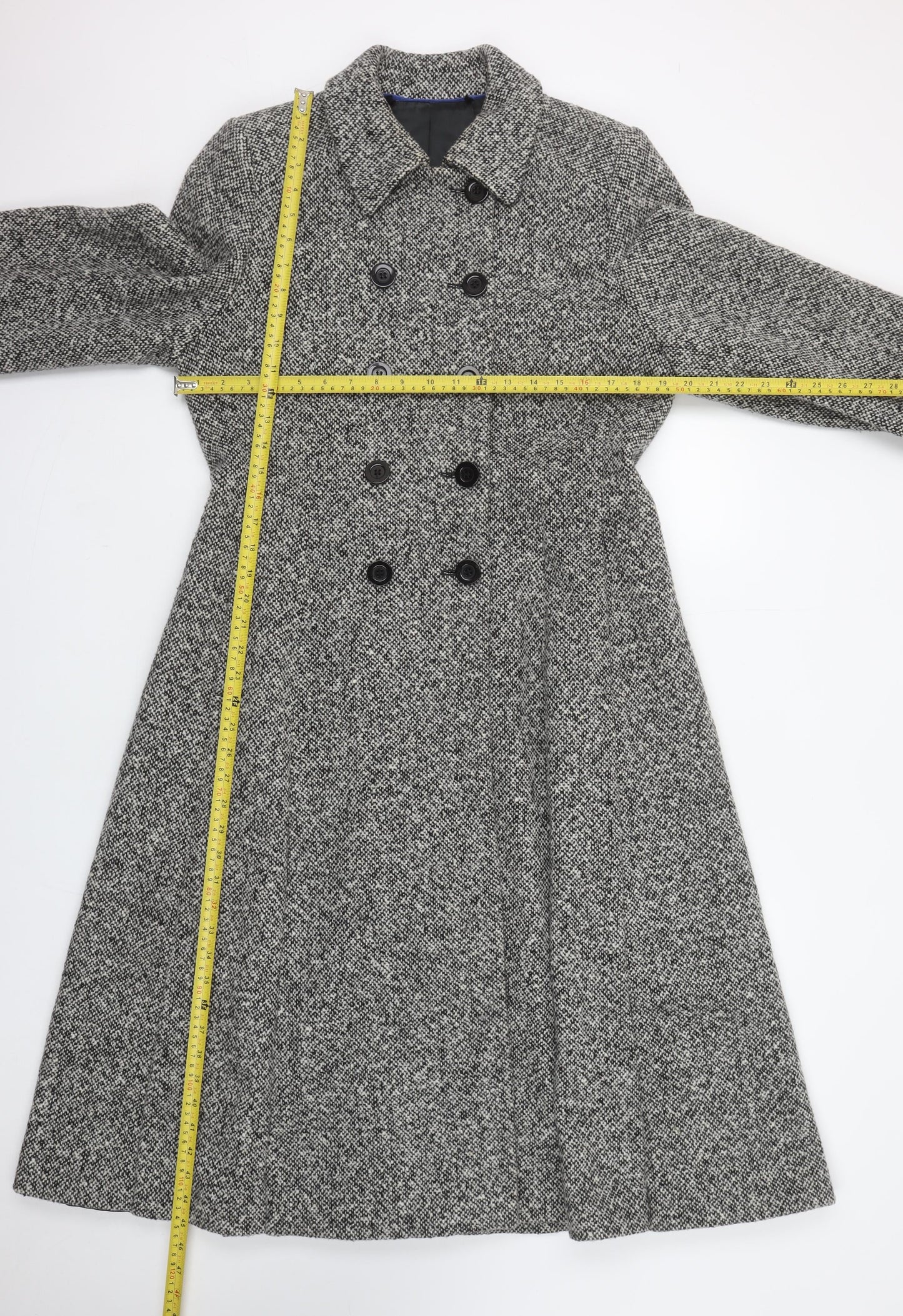 Laura Ashley Women’s Grey Wool Blend Long Pea Coat UK 14