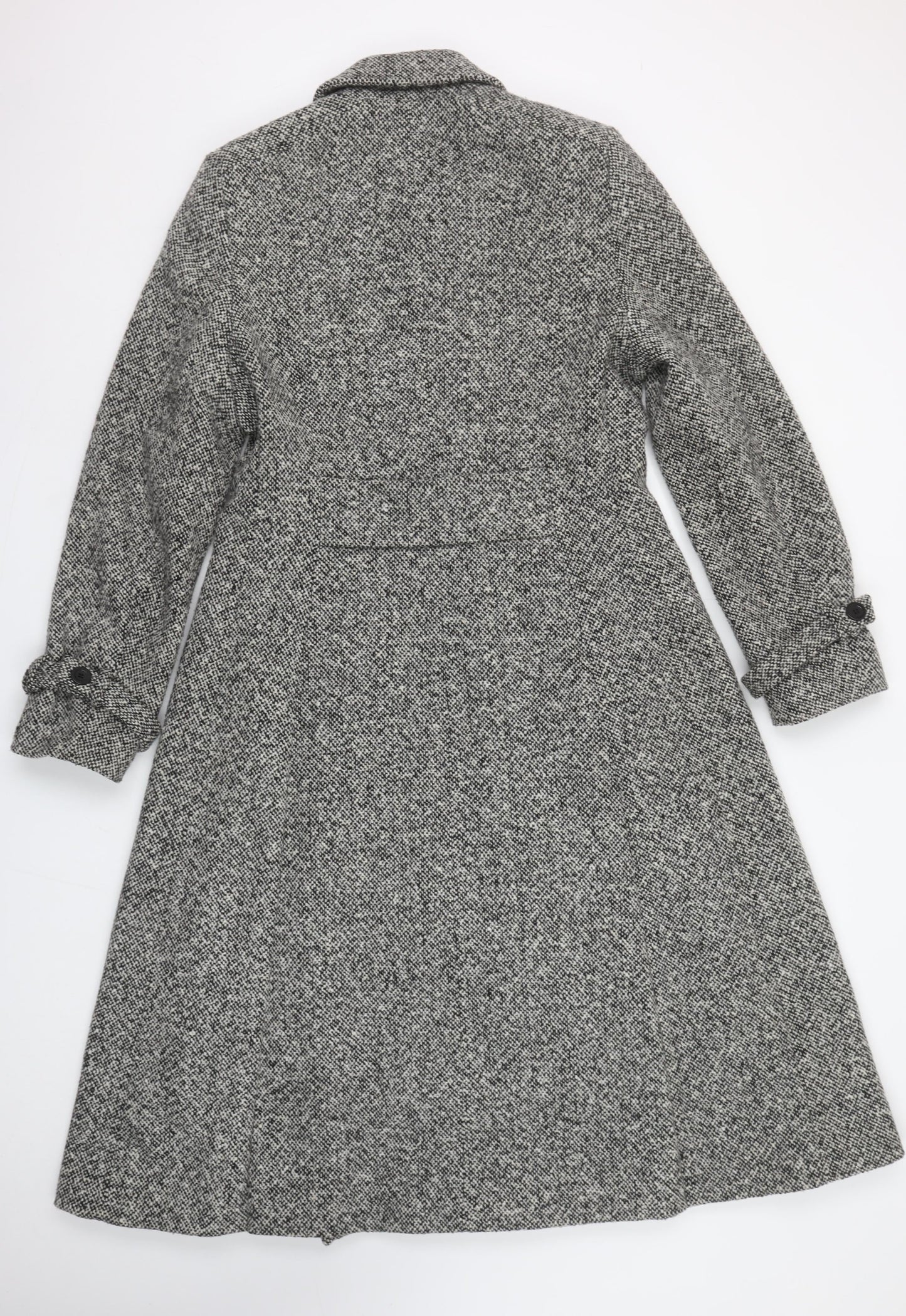 Laura Ashley Women’s Grey Wool Blend Long Pea Coat UK 14