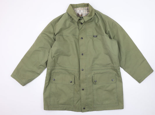 Grenfell Men’s Green L Mid-Length Rain Coat Cotton Lined Jacket