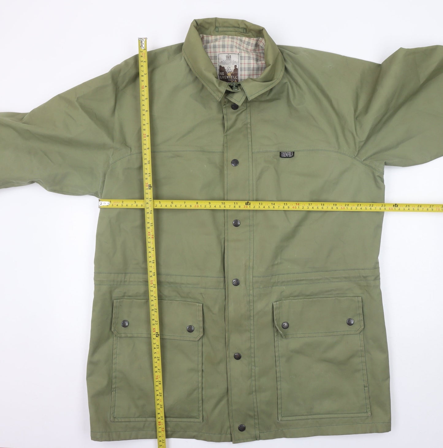 Grenfell Men’s Green L Mid-Length Rain Coat Cotton Lined Jacket