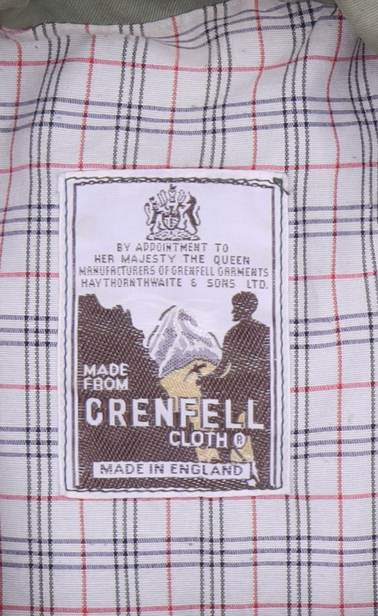 Grenfell Men’s Green L Mid-Length Rain Coat Cotton Lined Jacket