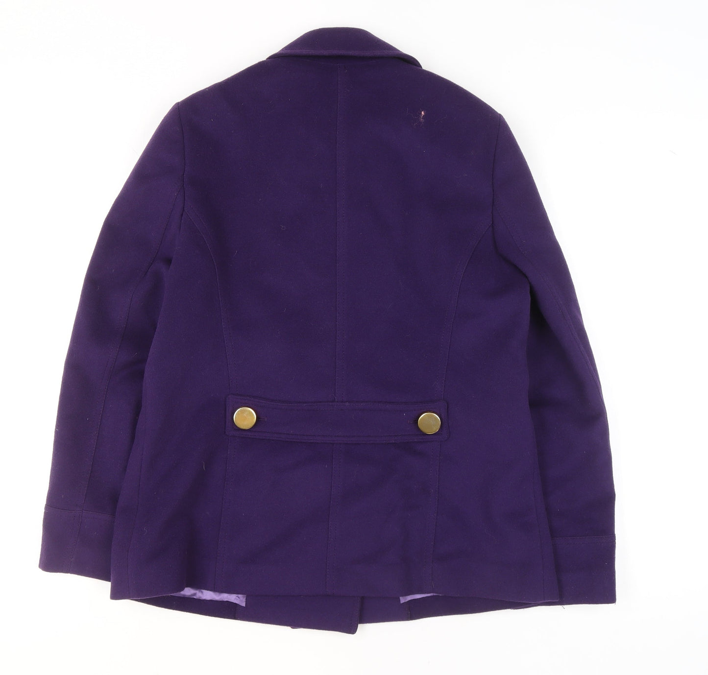 Jaeger Womens Purple Pea Coat Wool Blend Size 12 Short Jacket