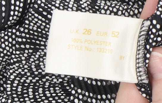 Ann Harvey Women's Black Geometric Long Sleeve Blouse Size 26