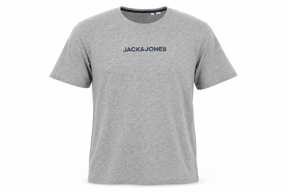 Jack & Jones Men's Grey Crew Neck Short Sleeve Cotton T-Shirt L