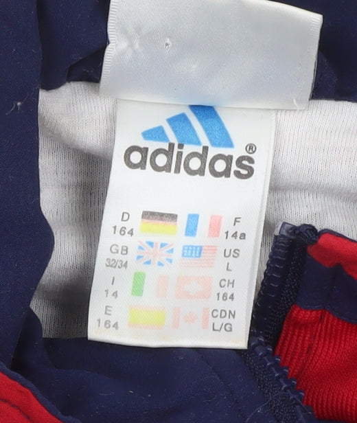 Adidas Boys Blue Red Colourblock Full Zip Track Jacket 14 Years
