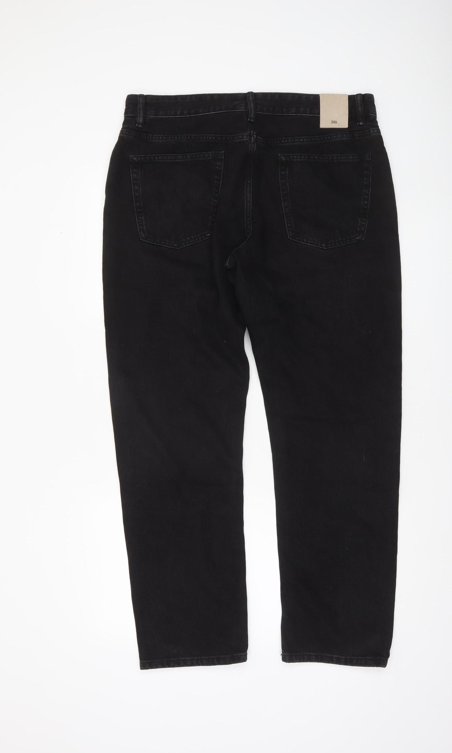 ZARA Men's Black Straight Leg Denim Jeans Size 34 Regular Fit