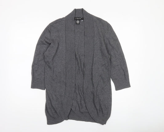 8th & Madison Women's Grey Knit Open Cardigan M 3/4 Sleeve