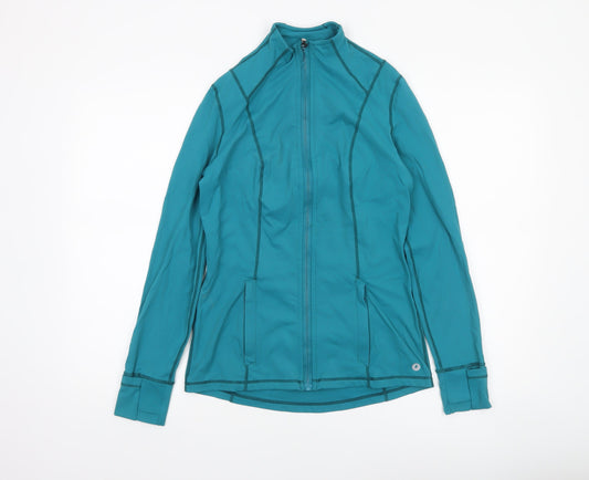 Powercut Women's Blue Slim Fit Track Jacket Size 12 Full Zip Activewear