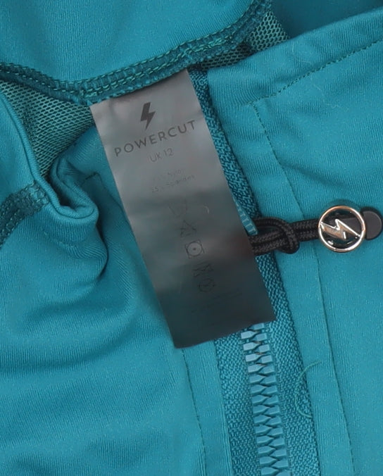 Powercut Women's Blue Slim Fit Track Jacket Size 12 Full Zip Activewear