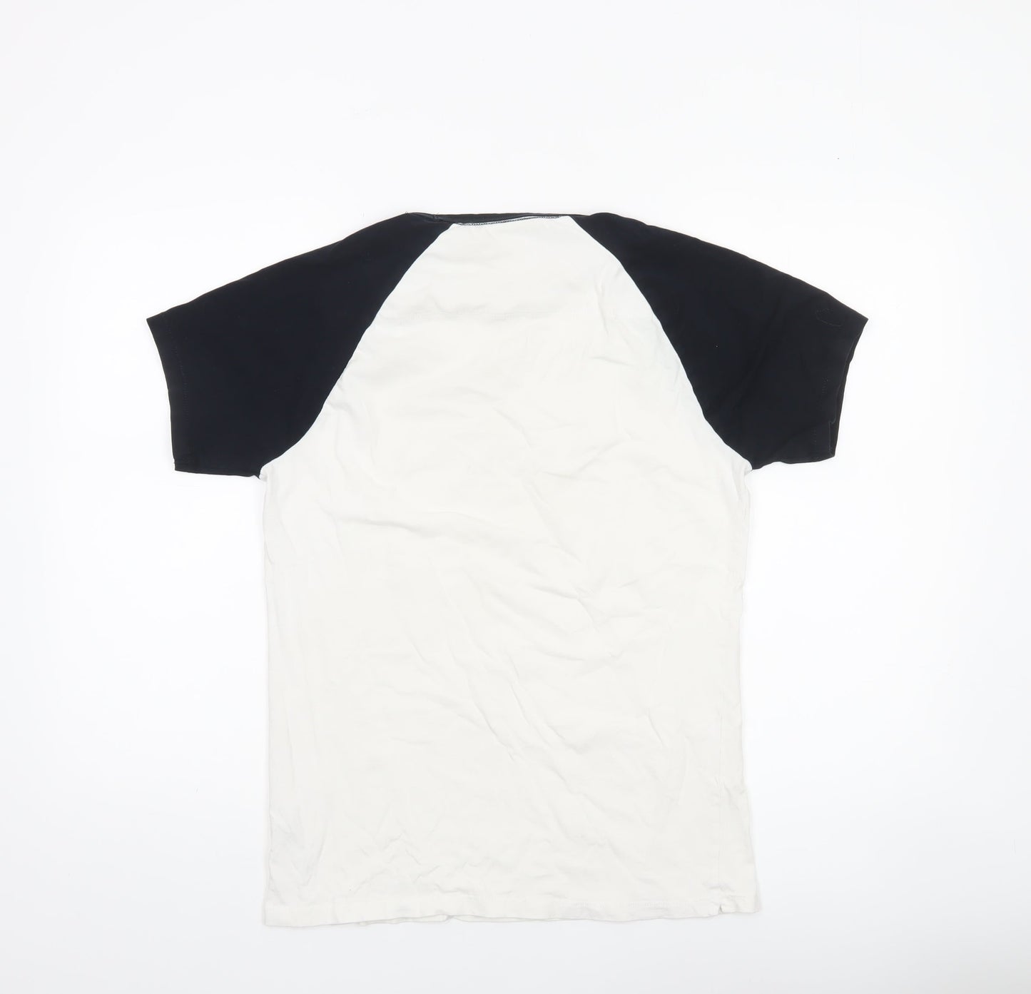 French Connection Men’s White Navy Colourblock Crew Neck T-Shirt Size L