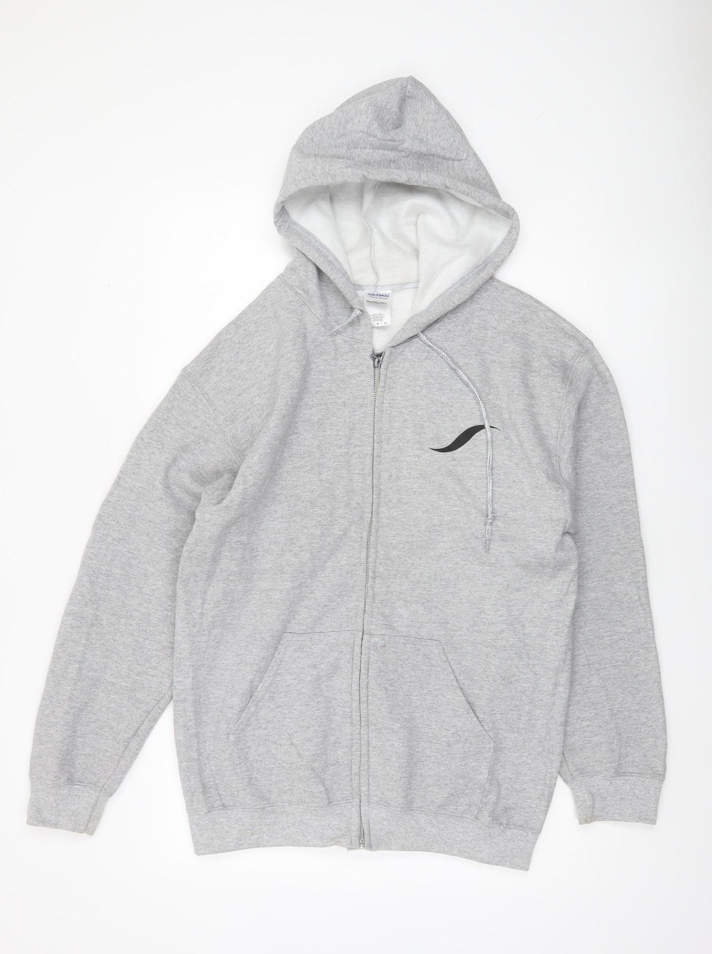 Gildan Men's Grey Full Zip Hoodie Medium Heavyweight Gym Member Sweatshirt