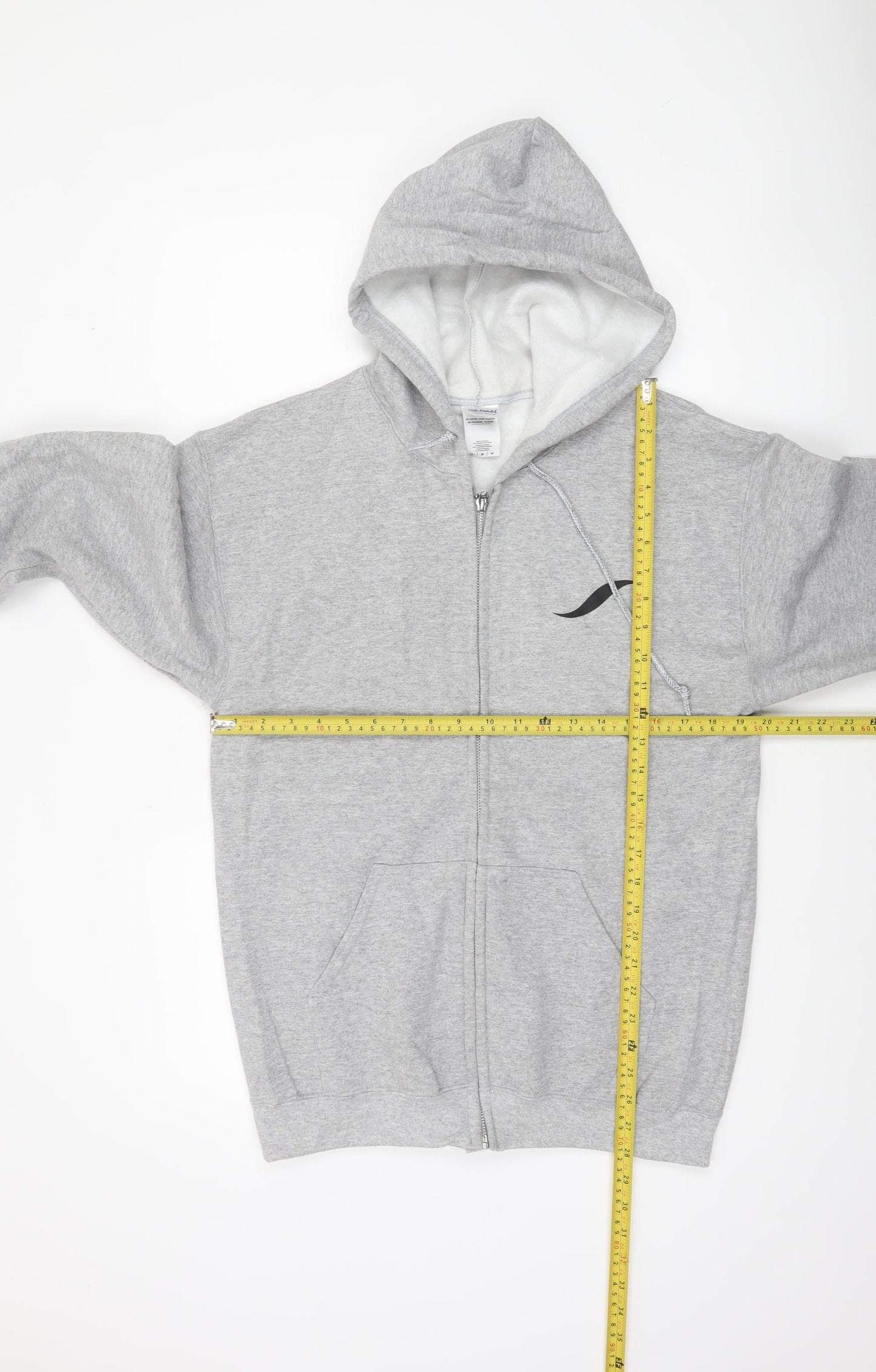 Gildan Men's Grey Full Zip Hoodie Medium Heavyweight Gym Member Sweatshirt