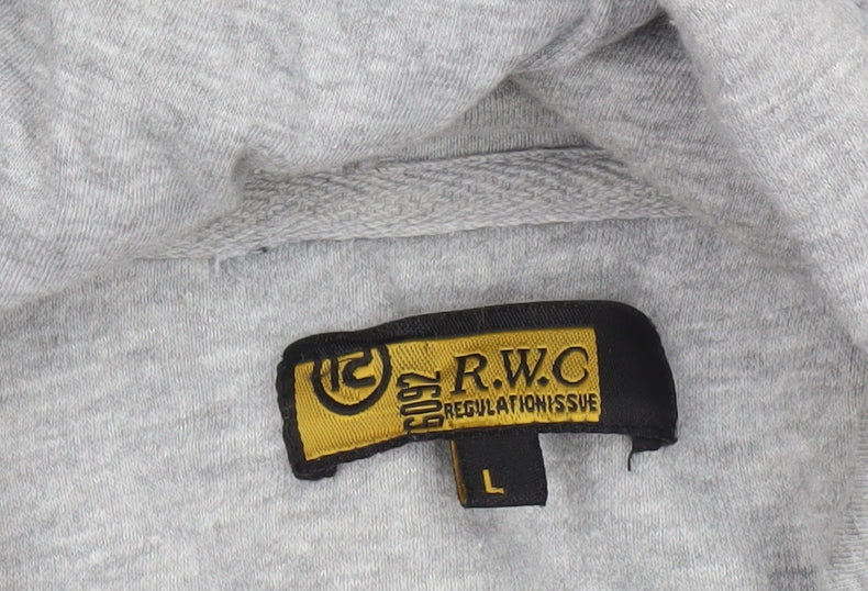 R.W.C Men’s Grey Full Zip Hoodie Sweatshirt Size L Regular Fit