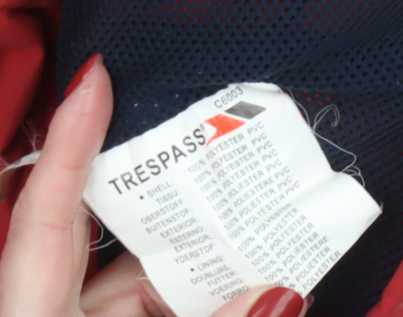 Trespass Men's Red Waterproof Hooded Rain Jacket L Windproof Coat