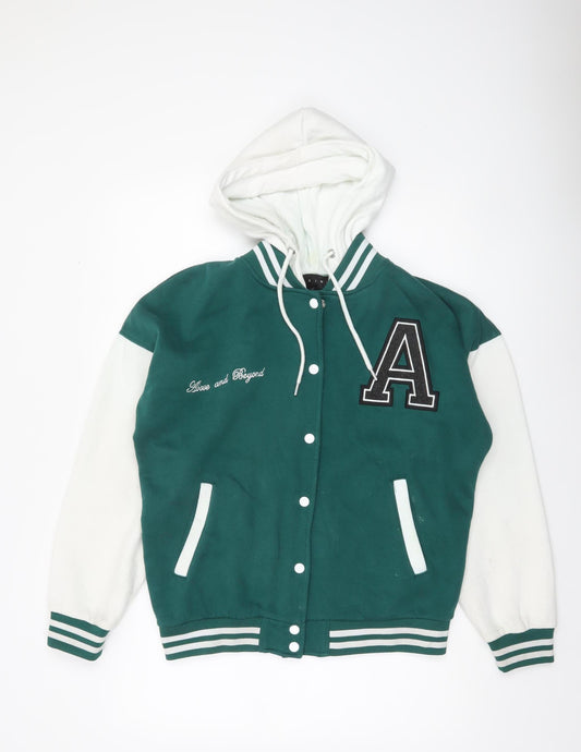 Rising Men's Green & White Varsity Hoodie M Regular Fit