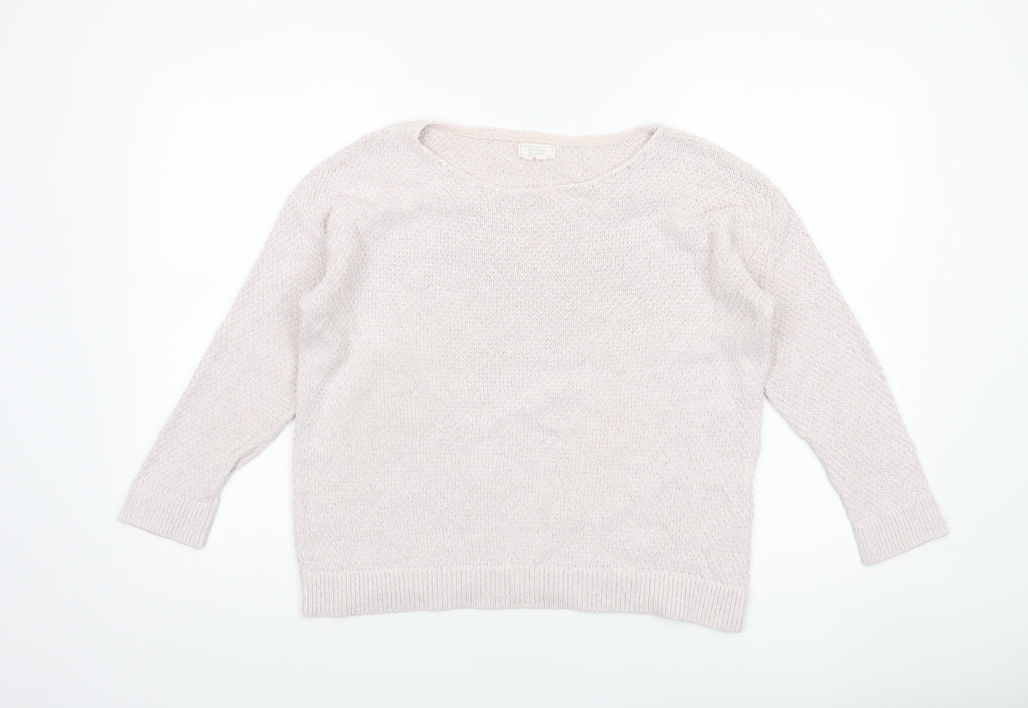 Fat Face Women's Beige Knit Jumper Size 12 Relaxed Fit