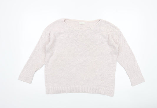 Fat Face Women's Beige Knit Jumper Size 12 Relaxed Fit