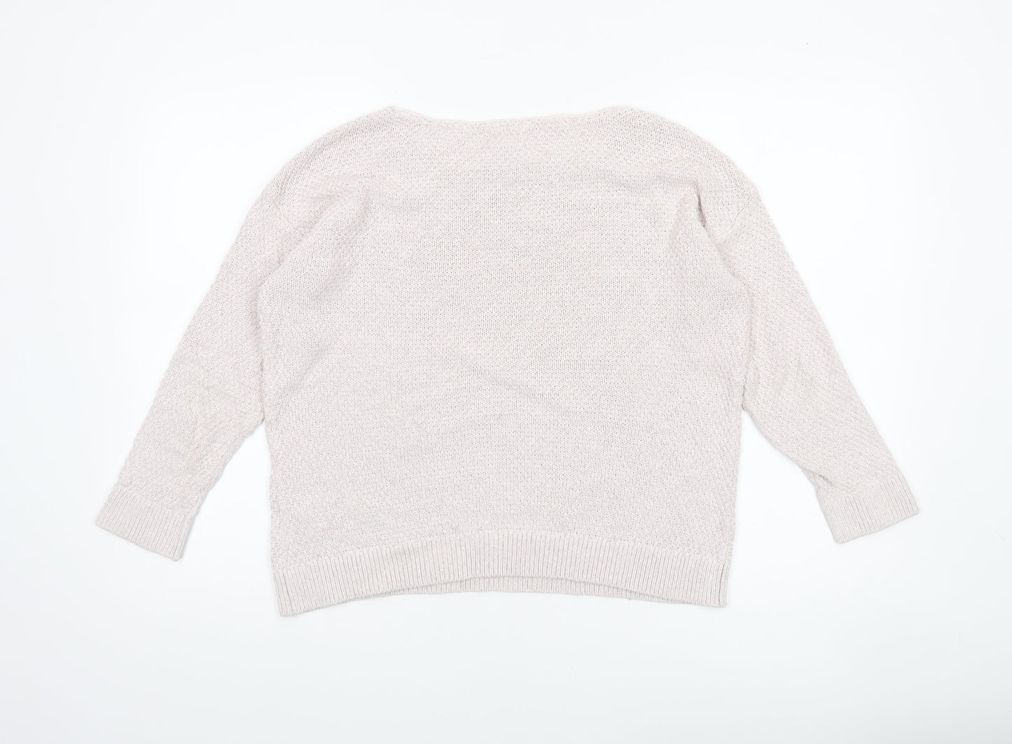 Fat Face Women's Beige Knit Jumper Size 12 Relaxed Fit