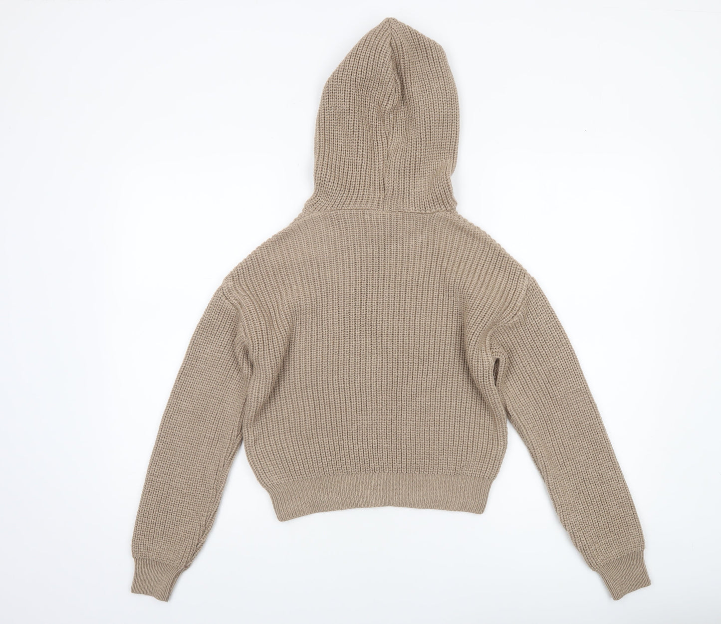 New Look Teens Beige Chunky Knit Hooded Pullover Jumper Size 14