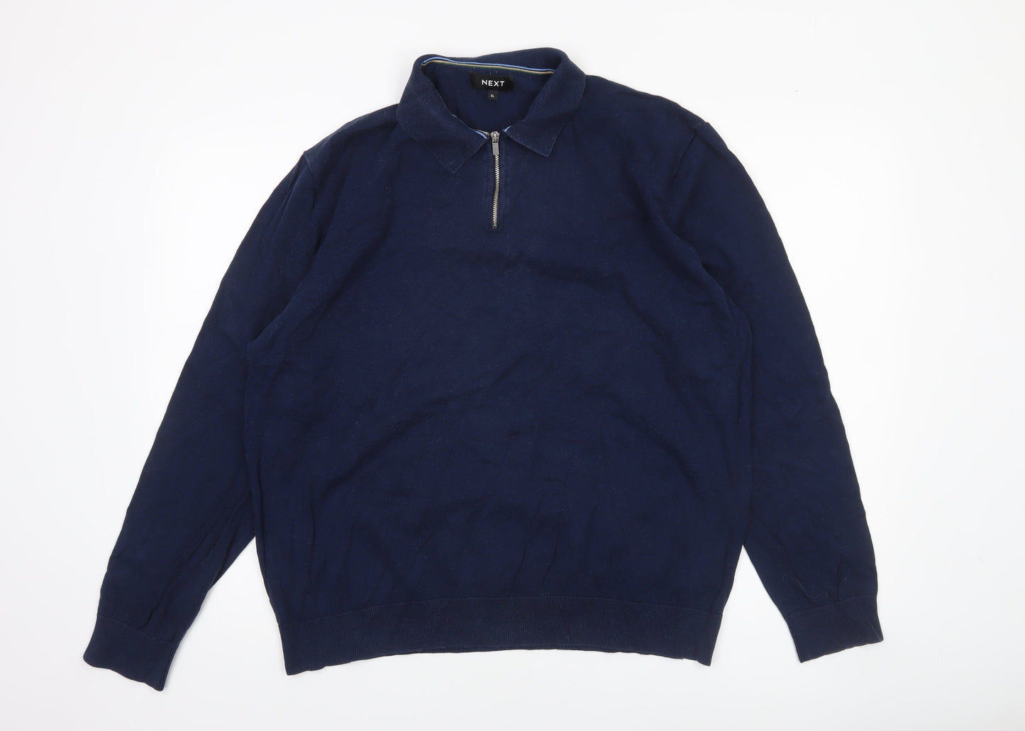 Next Men’s Blue Collared Half Zip Cotton Knit Jumper XL