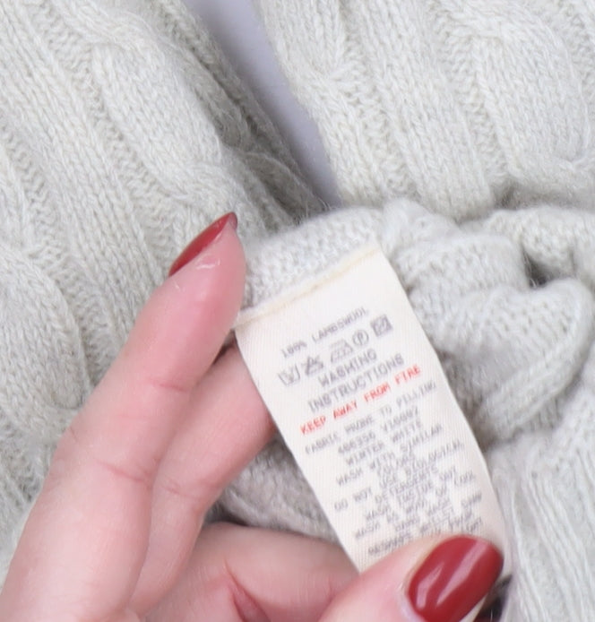 White Stuff Men's Beige Lambswool Cable-Knit Jumper Size L