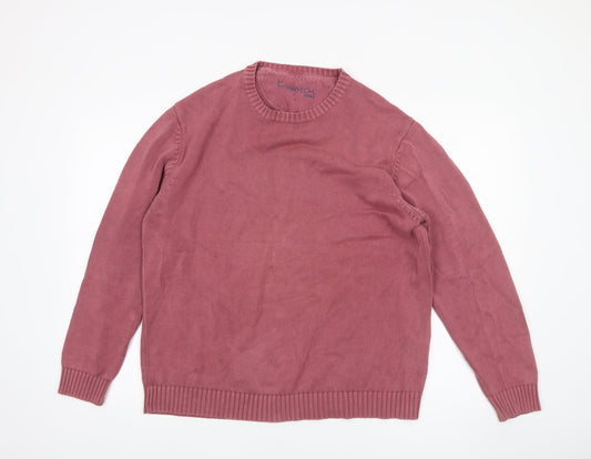 Kingston Casuales Men's Pink Cotton Crew Neck Jumper Size L