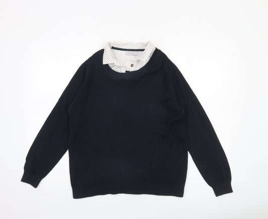 Marks and Spencer Womens Black Size 14 Cotton Crew Neck Long Sleeve Jumper