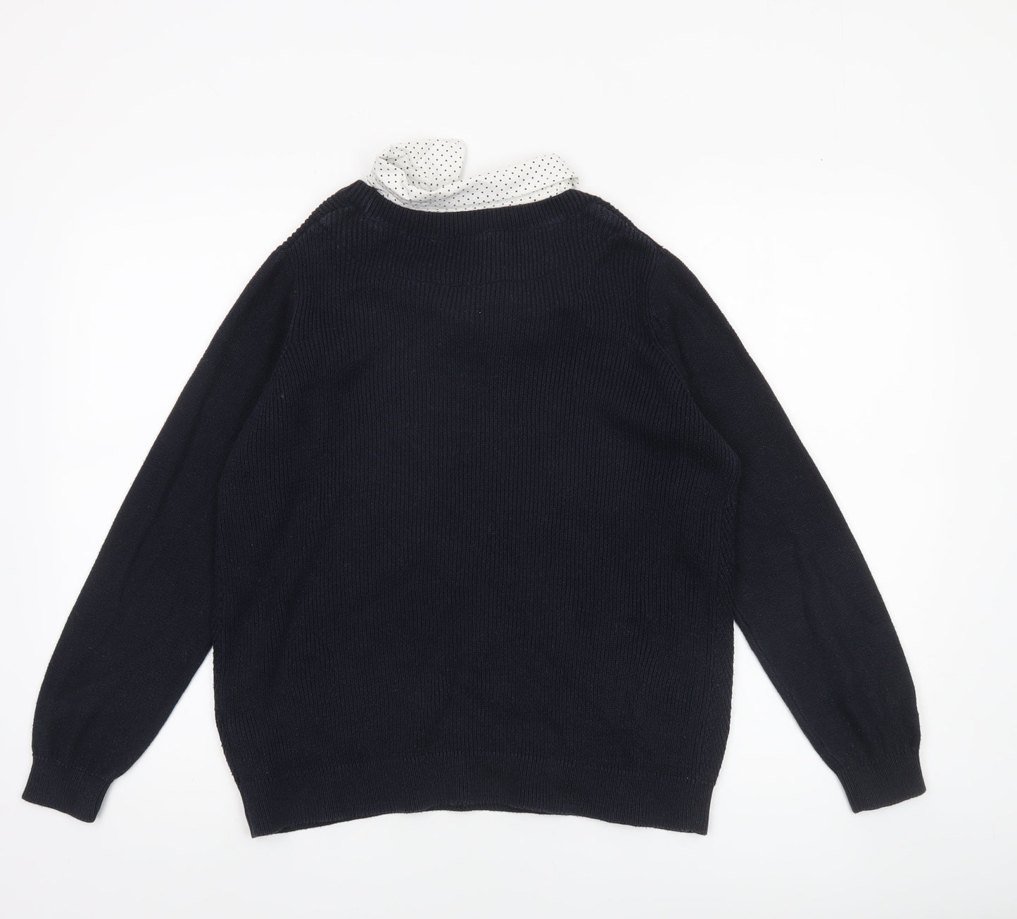 Marks and Spencer Womens Black Size 14 Cotton Crew Neck Long Sleeve Jumper