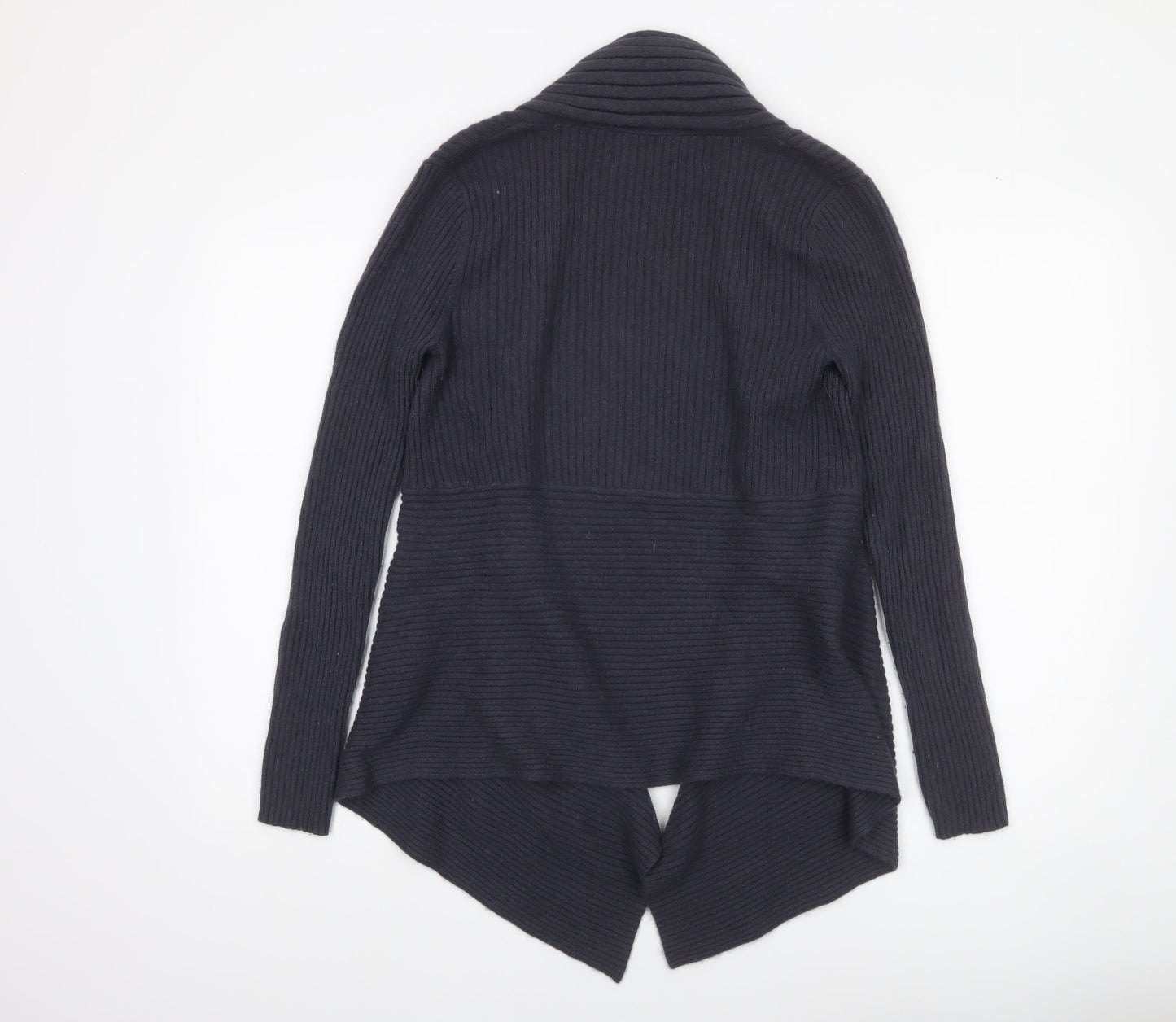 Fenn Wright Manson Women Black L Open Front Rib Knit Angora Cardigan