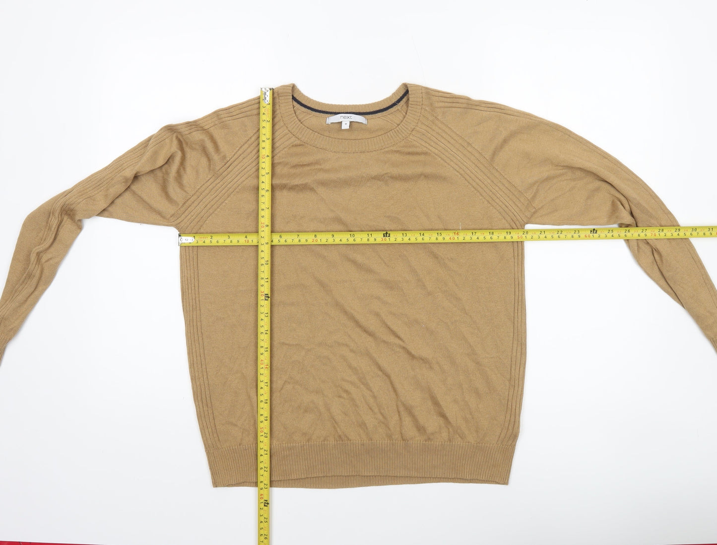 Next Women Beige Crew Neck Long Sleeve Pullover Jumper Size 14