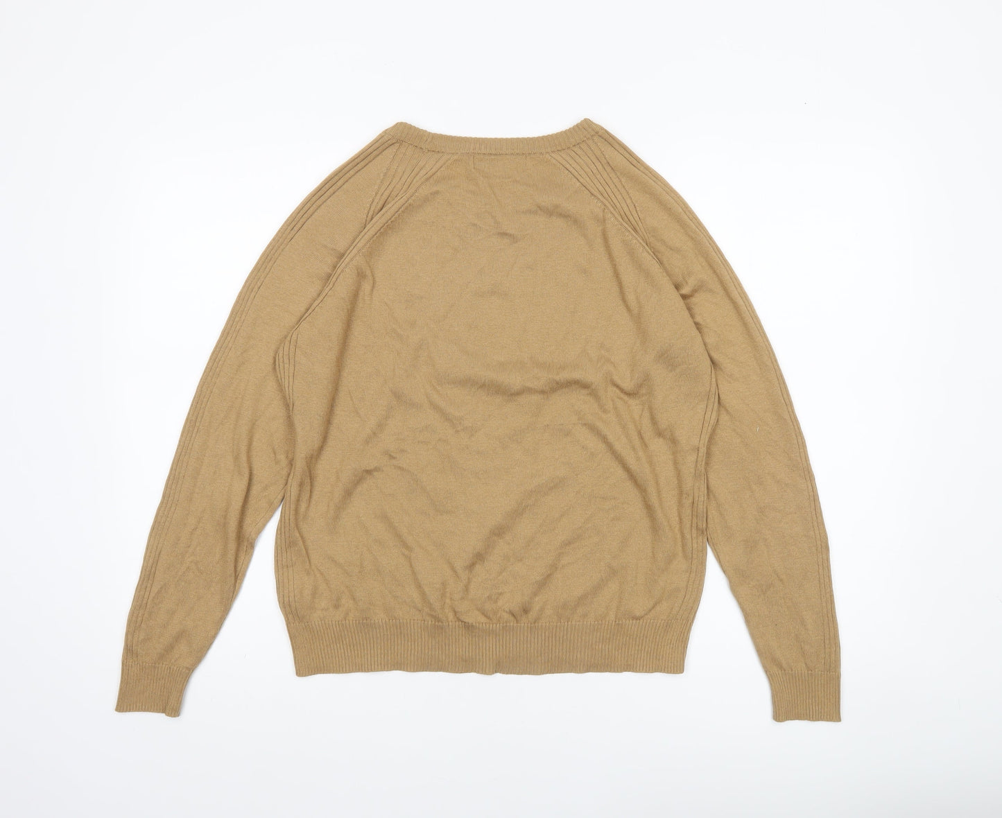 Next Women Beige Crew Neck Long Sleeve Pullover Jumper Size 14