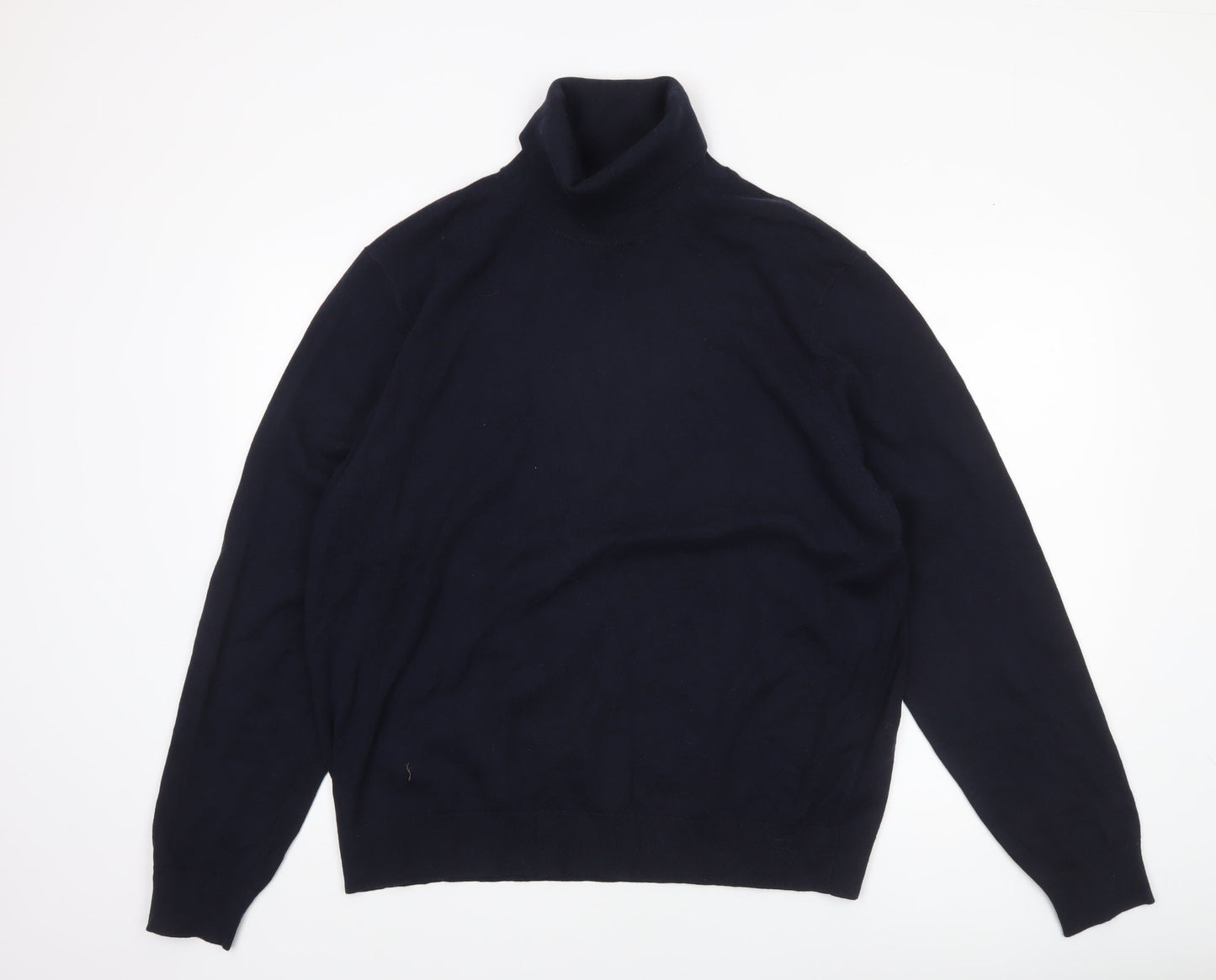 Marks and Spencer Mens Blue XL Roll Neck Wool Blend Jumper