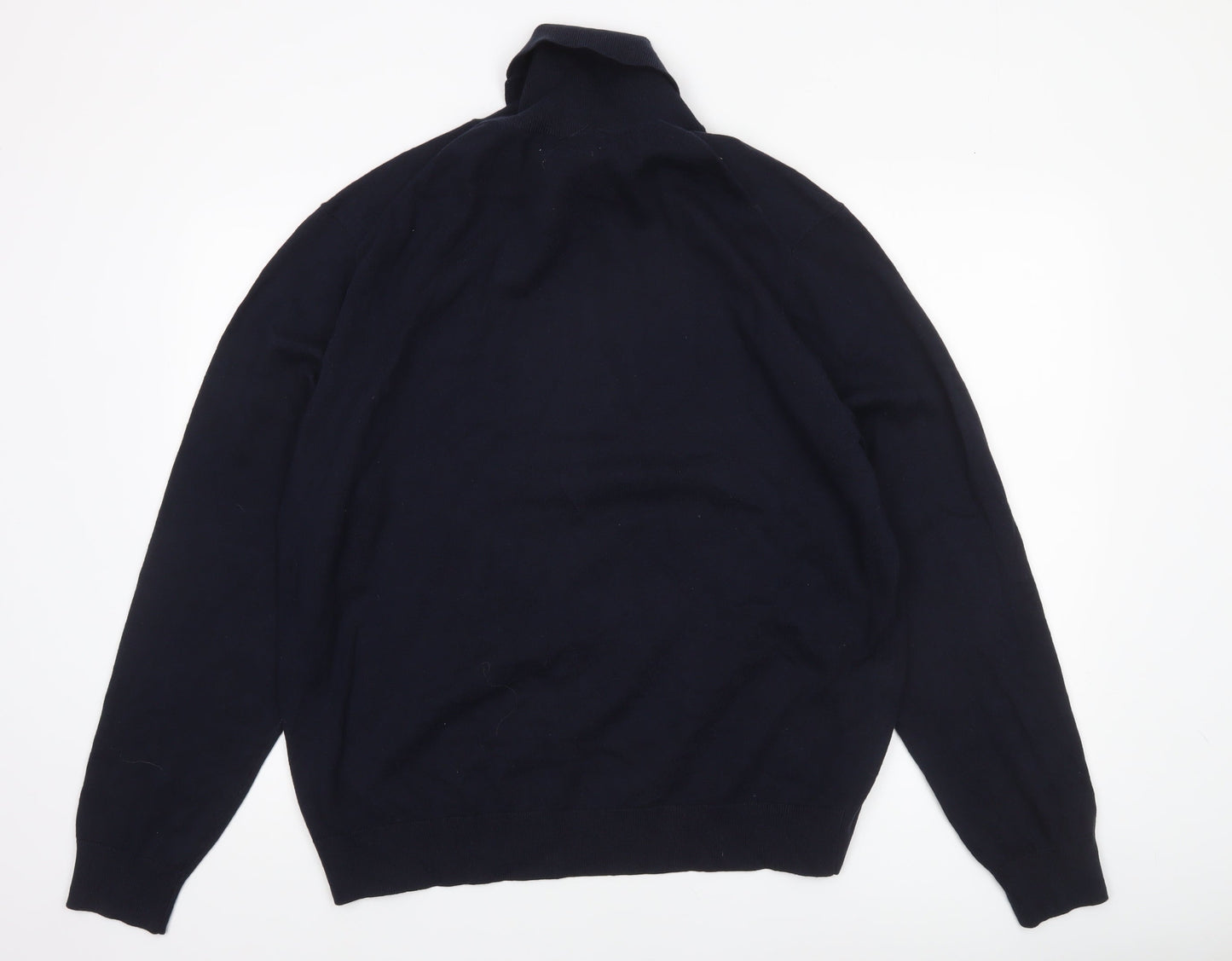 Marks and Spencer Mens Blue XL Roll Neck Wool Blend Jumper