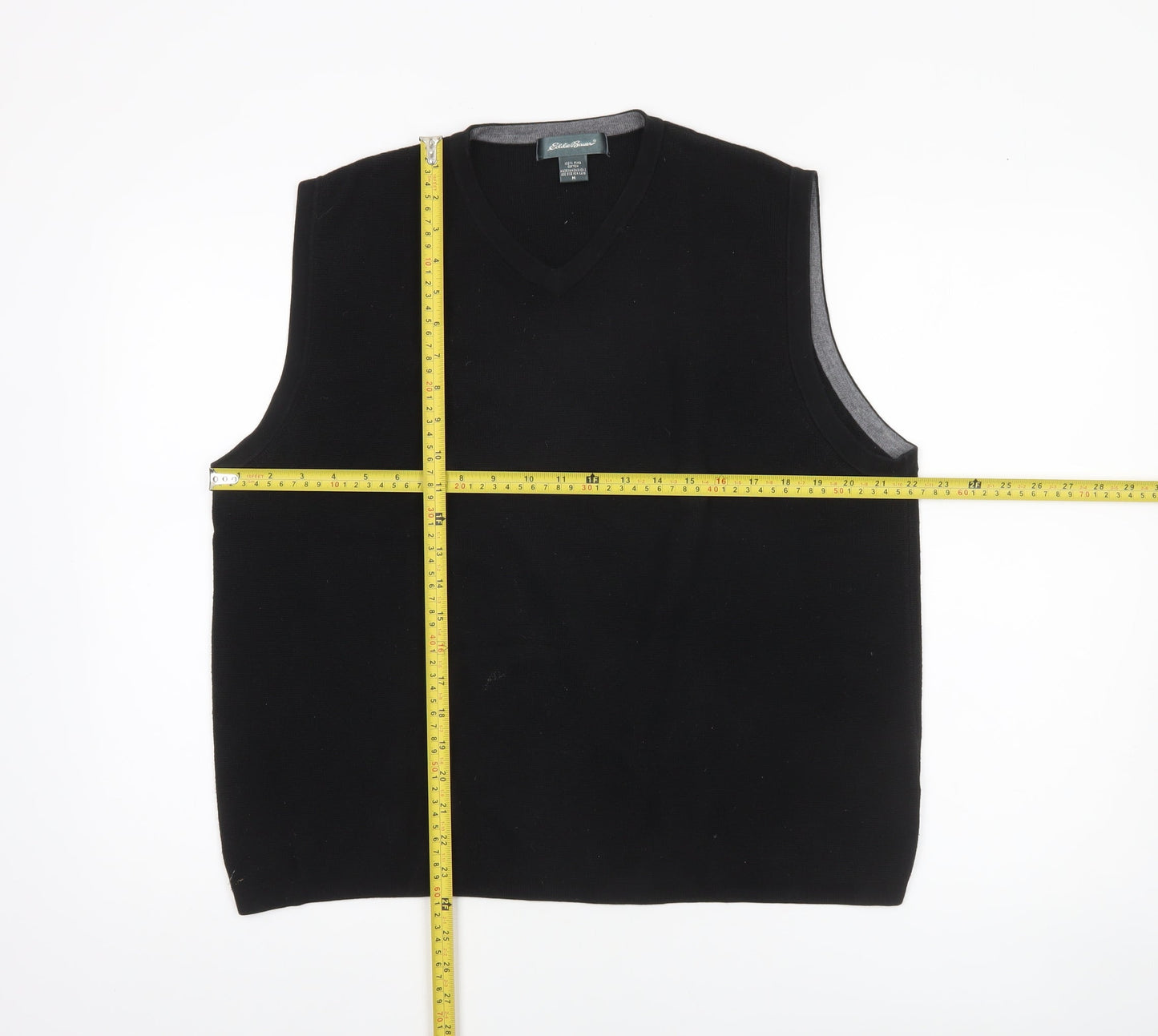 Eddie Bauer Men's Black Pima Cotton Knit V-Neck Vest M