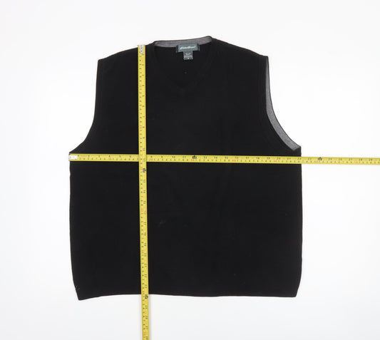 Eddie Bauer Men's Black Pima Cotton Knit V-Neck Vest M