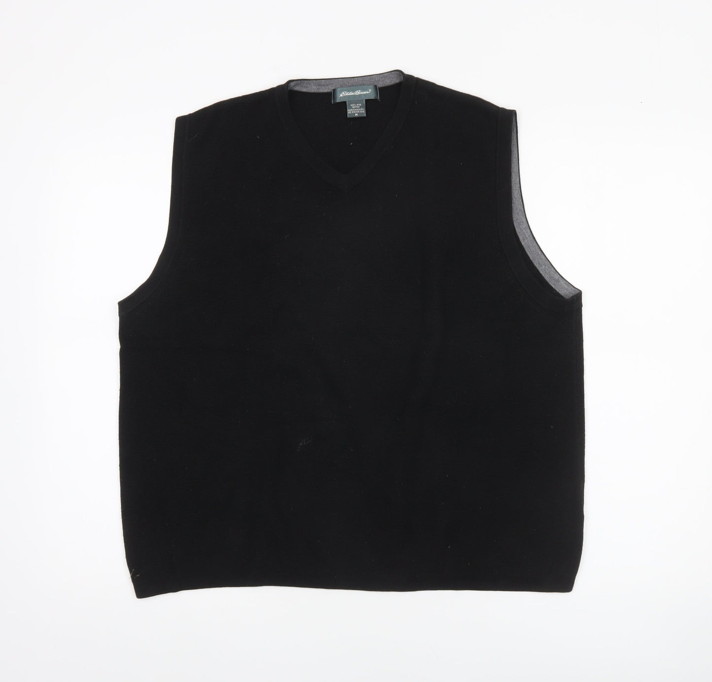 Eddie Bauer Men's Black Pima Cotton Knit V-Neck Vest M