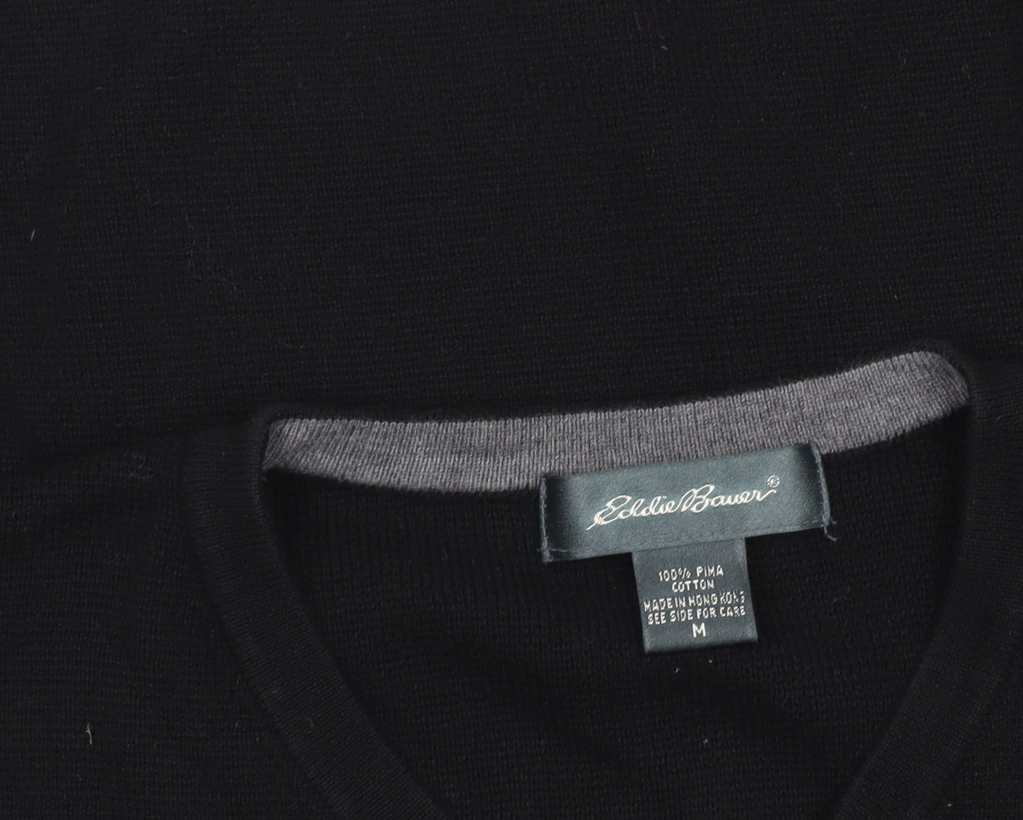 Eddie Bauer Men's Black Pima Cotton Knit V-Neck Vest M