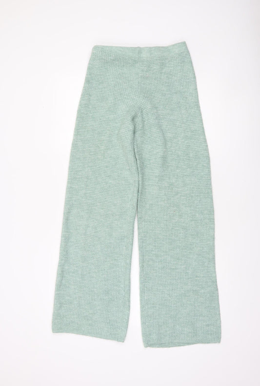 PrettyLittleThing Women’s Mint Green Wide-Leg Knitted Trousers Size S