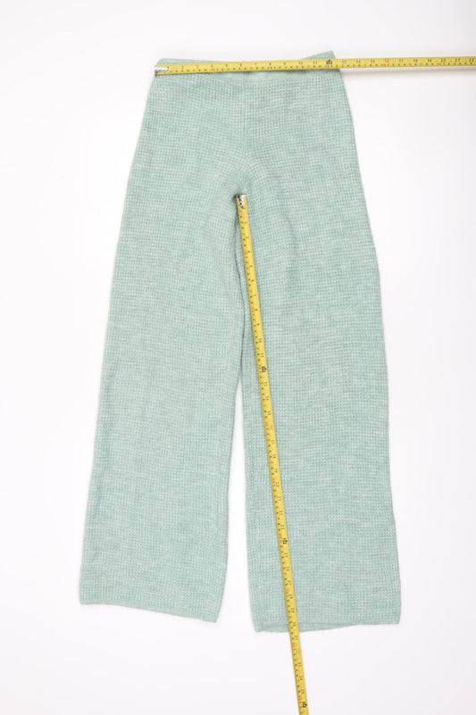 PrettyLittleThing Women’s Mint Green Wide-Leg Knitted Trousers Size S