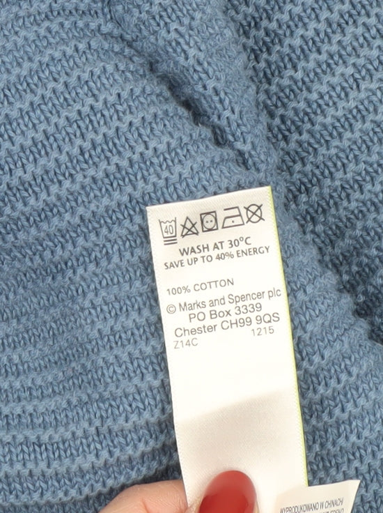 Marks and Spencer Men’s Blue Cotton Pullover Jumper L Tailored Fit