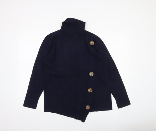 Wallis Women’s Blue Roll Neck Button Cardigan UK 14