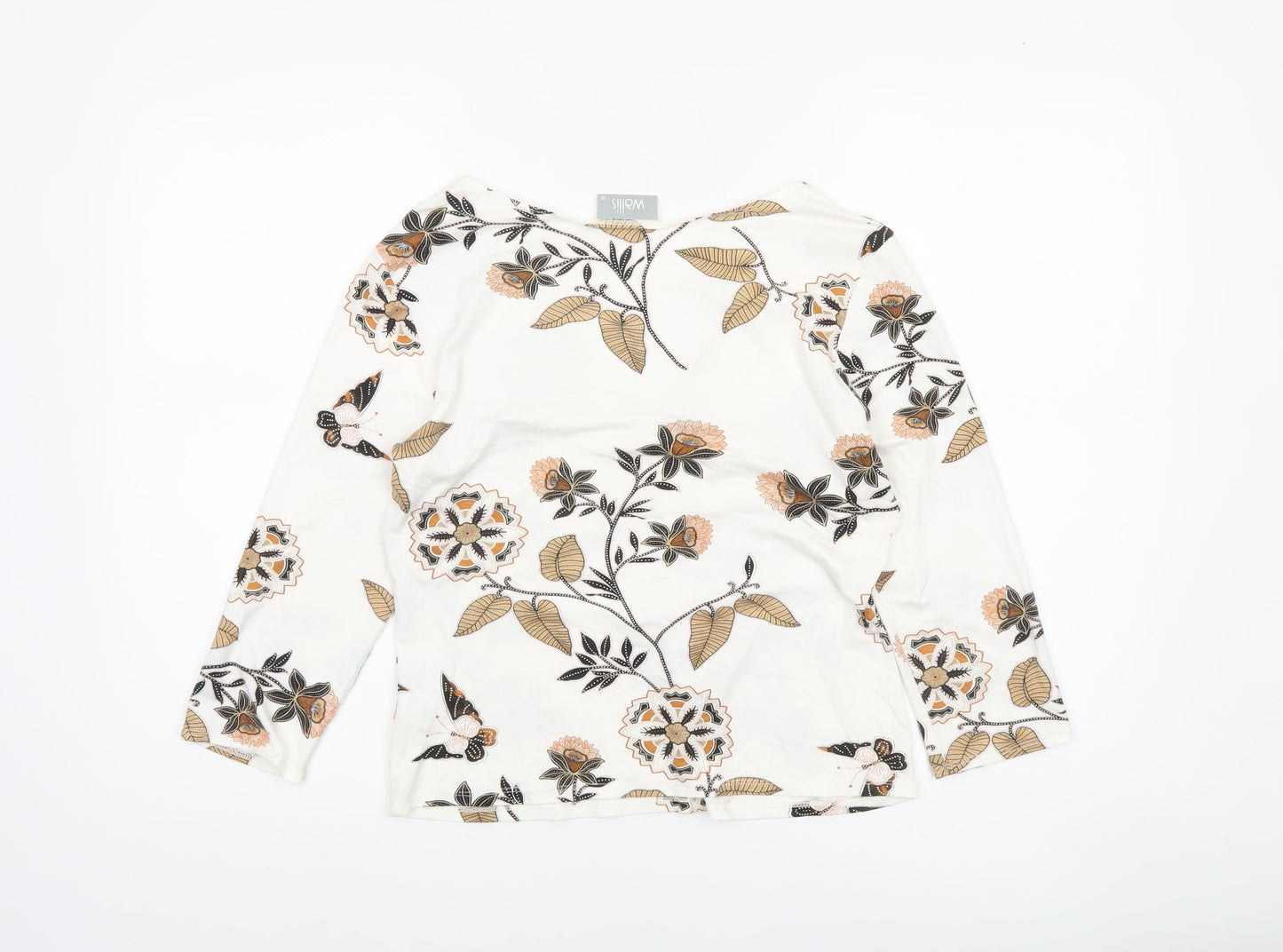 Wallis Women's Ivory Floral V-Neck Jersey Jumper Size 14