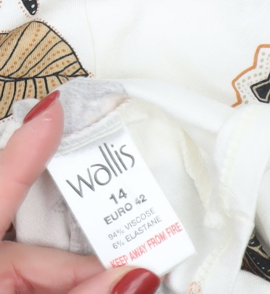 Wallis Women's Ivory Floral V-Neck Jersey Jumper Size 14