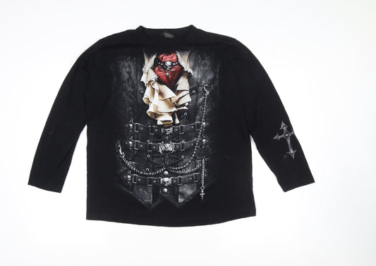 Spiral Direct Men's Black Gothic Long Sleeve Graphic Shirt M
