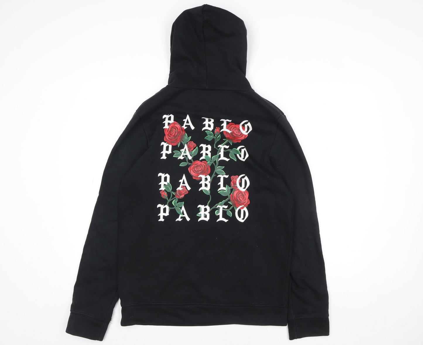 Project X Paris Women's Black Pullover Hoodie Medium Cotton Graphic Rose Design