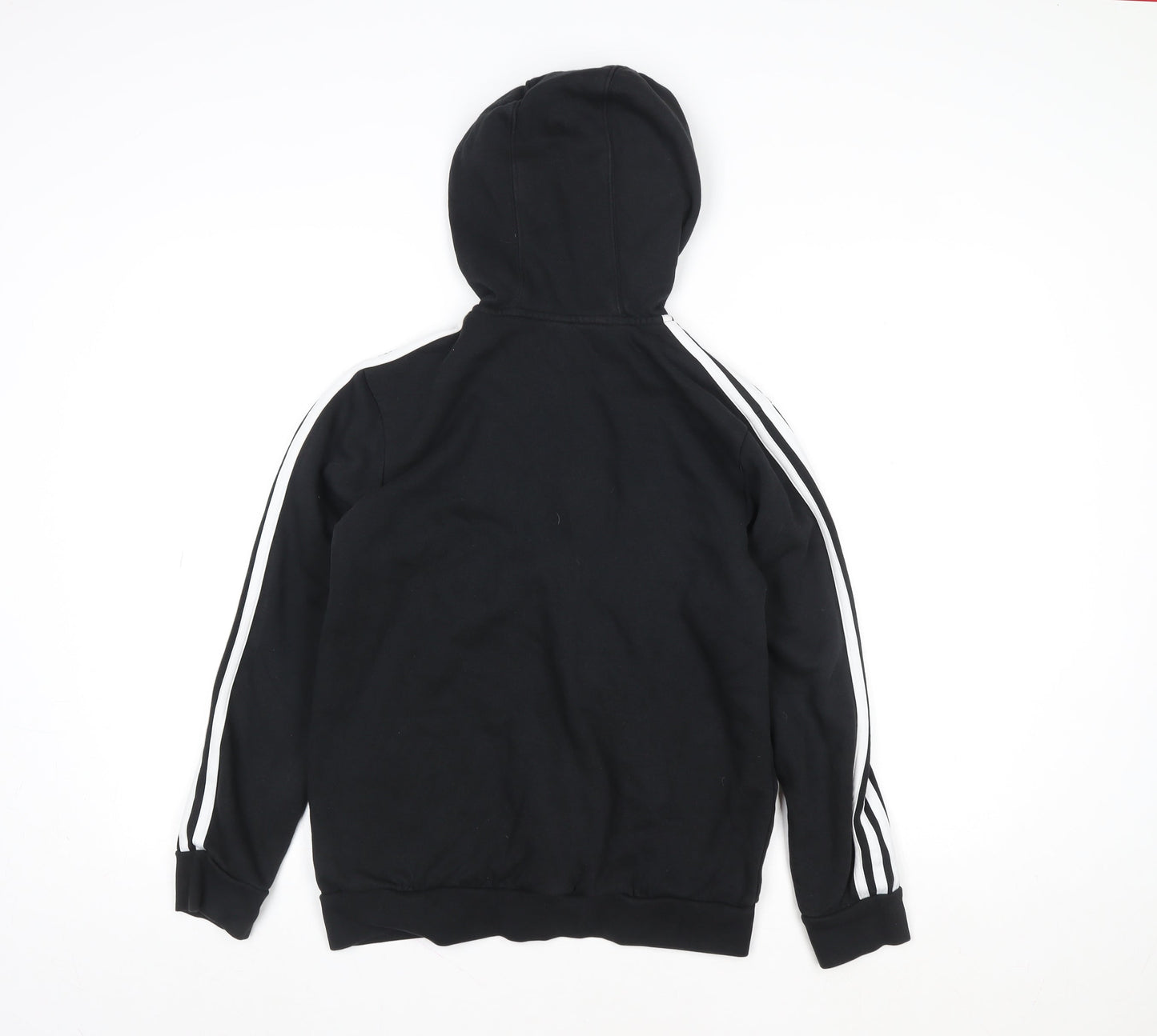 Adidas Boys Black 14 Years Track Jacket Hooded Zip Fleece