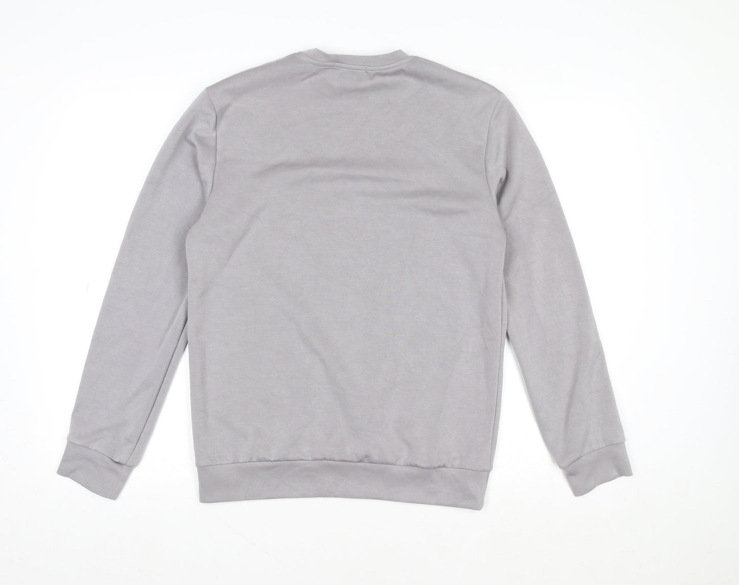 MNQ Women Grey Long Sleeve Basic Crew Neck Cotton T-Shirt Size S