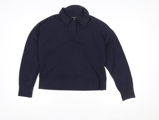 Next Women Navy Blue Collared Pullover Sweatshirt Size S