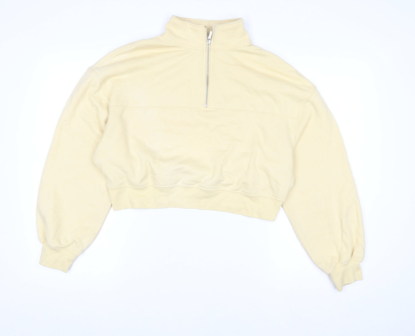 H&M Divided Women Beige 1/2 Zip Pullover Sweatshirt M UK 12